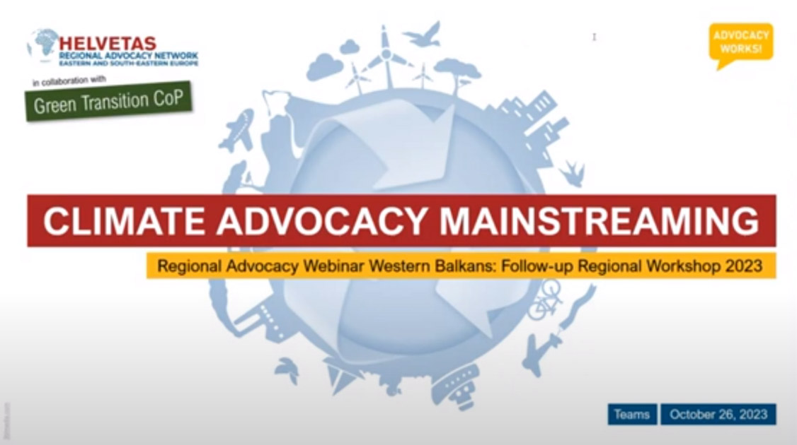 Climate Change Advocacy – Mainstreaming Webinar